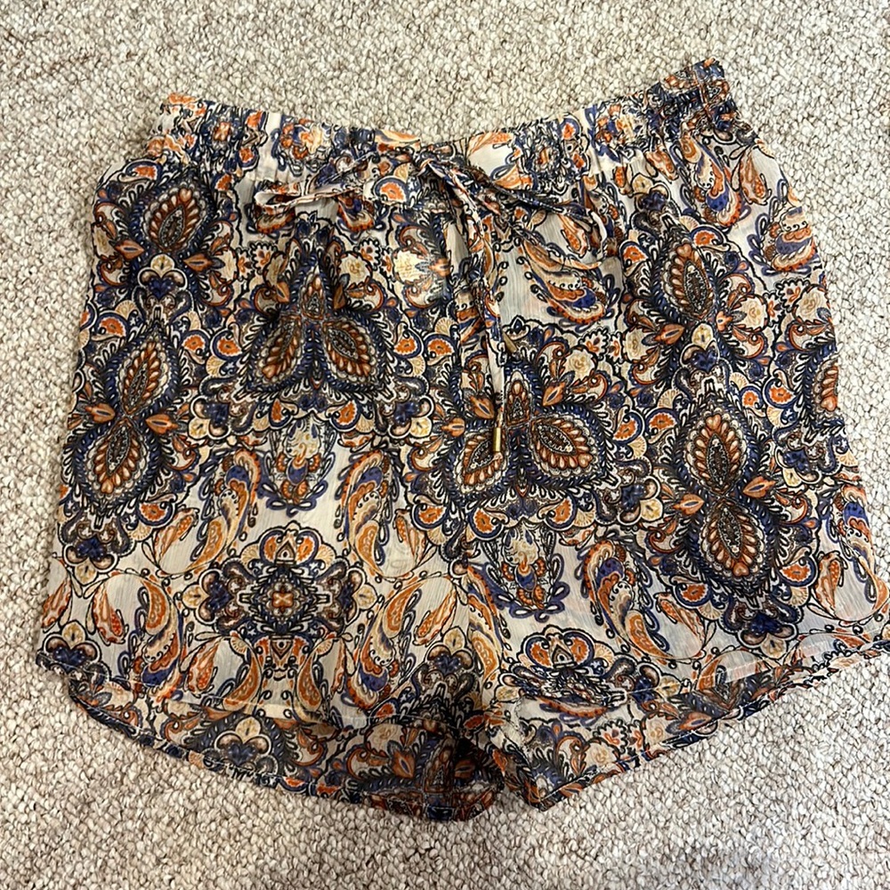 Pretty European-esq print sheer lightweight beach swim coverup shorts